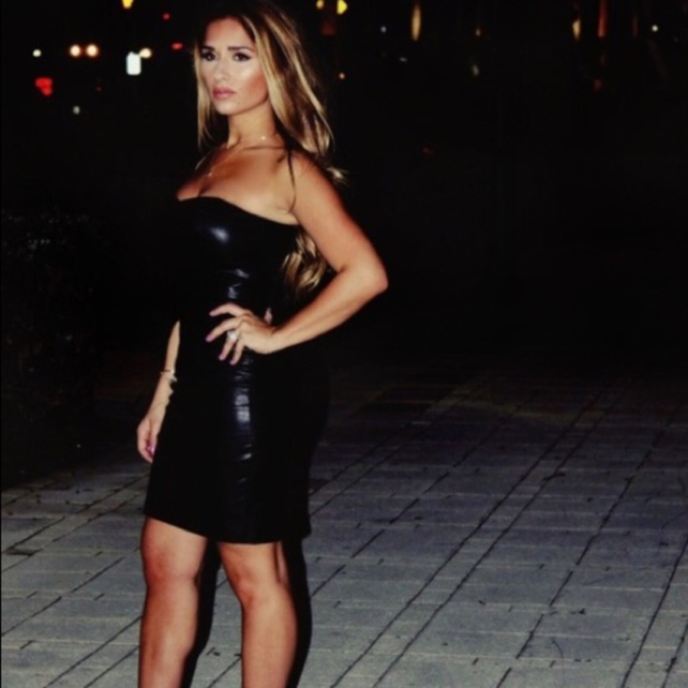 Kittenish Black Faux Leather Mini Dress